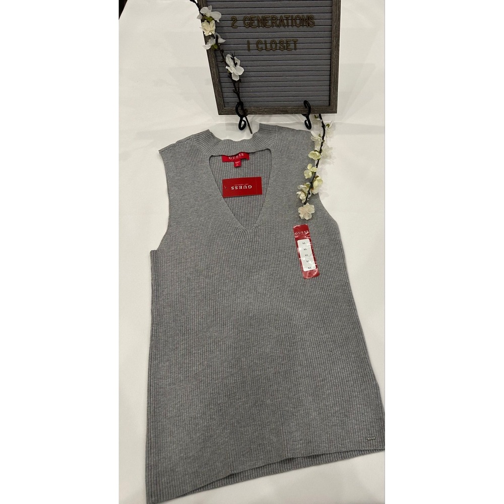 NWT GUESS Ribbed Knit Sleeveless Sweater Vest, Size XL